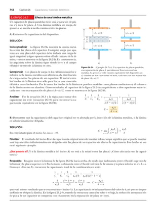 éìî Ý¿°3¬«´± îê Ý¿°¿½·¬¿²½·¿ § ³¿¬»®·¿´»­ ¼·»´7½¬®·½±­
ÛÖÛÓÐÔÑ îêòé Ûº»½¬± ¼» «²¿ ´?³·²¿ ³»¬?´·½¿
Ë² ½¿°¿½·¬±® ¼» °´¿½¿­ °¿®¿´»´¿­ ¬·»²» «²¿ ­»°¿®¿½·-² ¼» °´¿ó
½¿­ ¼ § ?®»¿ ¼» °´¿½¿ ßò Ë²¿ ´?³·²¿ ³»¬?´·½¿ ­·² ½¿®¹¿ô ¼»
¹®±­±® ¿ô ­» ·²­»®¬¿ ¿ ³»¼·± ½¿³·²± »²¬®» ´¿­ °´¿½¿­ò
ß÷ Û²½«»²¬®» ´¿ ½¿°¿½·¬¿²½·¿ ¼»´ ¼·­°±­·¬·ª±ò
ÍÑÔËÝ×MÒ
Ý±²½»°¬«¿´·¦¿® Ô¿ º·¹«®¿ îêòîì¿ ³«»­¬®¿ ´¿ ´?³·²¿ ³»¬?ó
´·½¿ »²¬®» ´¿­ °´¿½¿­ ¼»´ ½¿°¿½·¬±®ò Ý«¿´¯«·»® ½¿®¹¿ ¯«» ¿°¿ó
®»¦½¿ »² «²¿ °´¿½¿ ¼»´ ½¿°¿½·¬±® ¼»¾» ·²¼«½·® «²¿ ½¿®¹¿ ¼»
·¹«¿´ ³¿¹²·¬«¼ § ­·¹²± ±°«»­¬± ­±¾®» »´ ´¿¼± ½»®½¿²± ¼» ´¿ ´?ó
³·²¿ô ½±³± ­» ³«»­¬®¿ »² ´¿ º·¹«®¿ îêòîì¿ò Û² ½±²­»½«»²½·¿ô
´¿ ½¿®¹¿ ²»¬¿ ­±¾®» ´¿ ´?³·²¿ ­·¹«» ­·»²¼± ½»®± § »´ ½¿³°±
»´7½¬®·½± ¼»²¬®± ¼» ´¿ ´?³·²¿ »­ ½»®±ò
Ý¿¬»¹±®·¦¿® Ô±­ °´¿²±­ ¼» ½¿®¹¿ »² ´±­ »¨¬®»³±­ ­«°»®·±® »
·²º»®·±® ¼» ´¿ ´?³·²¿ ³»¬?´·½¿ ­±² ·¼7²¬·½±­ ¿ ´¿ ¼·­¬®·¾«½·-²
¼» ½¿®¹¿­ ­±¾®» ´¿­ °´¿½¿­ ¼» «² ½¿°¿½·¬±®ò Û´ ³»¬¿´ »²¬®»
´±­ ¾±®¼»­ ¼» ´¿ ´?³·²¿ ­·®ª» ­-´± °¿®¿ ¸¿½»® «²¿ ½±²»¨·-²
»´7½¬®·½¿ »²¬®» ´±­ ¾±®¼»­ò Ð±® ´± ¬¿²¬±ô ´±­ ¾±®¼»­ ¼» ´¿ ´?³·²¿ ­» °«»¼»² ³±¼»´¿® ½±³± °´¿²±­ ½±²¼«½¬±®»­ § »´ ª±´«³»²
¼» ´¿ ´?³·²¿ ½±³± «² ¿´¿³¾®»ò Ý±³± ®»­«´¬¿¼±ô »´ ½¿°¿½·¬±® ¼» ´¿ º·¹«®¿ îêòîì¿ »­ »¯«·ª¿´»²¬» ¿ ¼±­ ½¿°¿½·¬±®»­ »² ­»®·»ô
½¿¼¿ «²± ½±² «²¿ ­»°¿®¿½·-² ¼» °´¿½¿ ø¼ › ¿÷ñîô ½±³± ­» ³«»­¬®¿ »² ´¿ º·¹«®¿ îêòîì¾ò
ß²¿´·¦¿® Ë­» ´¿ »½«¿½·-² îêòí § ´¿ ®»¹´¿ °¿®¿ ­«³¿® ¼±­
½¿°¿½·¬±®»­ »² ­»®·» ø»½«¿½·-² îêòïð÷ °¿®¿ »²½±²¬®¿® ´¿ ½¿ó
°¿½·¬¿²½·¿ »¯«·ª¿´»²¬» »² ´¿ º·¹«®¿ îêòîì¾æ
Þ÷ Ü»³«»­¬®» ¯«» ´¿ ½¿°¿½·¬¿²½·¿ ¼»´ ½¿°¿½·¬±® ±®·¹·²¿´ ²± »­ ¿º»½¬¿¼¿ °±® ´¿ ·²­»®½·-² ¼» ´¿ ´?³·²¿ ³»¬?´·½¿ô ­· ´¿ ´?³·²¿
»­ ·²º·²·¬»­·³¿´³»²¬» ¼»´¹¿¼¿ò
ÍÑÔËÝ×MÒ
Û² »´ ®»­«´¬¿¼± °¿®¿ »´ ·²½·­± ß÷ô ­»¿ ¿ ðæ
Ú·²¿´·¦¿® Û´ ®»­«´¬¿¼± ¼»´ ·²½·­± Þ÷ »­ ´¿ ½¿°¿½·¬¿²½·¿ ±®·¹·²¿´ ¿²¬»­ ¼» ·²­»®¬¿® ´¿ ´±­¿ô ´± ¯«» ­·¹²·º·½¿ ¯«» ­» °«»¼» ·²­»®¬¿®
«²¿ ¸±¶¿ ³»¬?´·½¿ ·²º·²·¬»­·³¿´³»²¬» ¼»´¹¿¼¿ »²¬®» ´¿­ °´¿½¿­ ¼» «² ½¿°¿½·¬±® ­·² ¿º»½¬¿® ´¿ ½¿°¿½·¬¿²½·¿ò Û­¬» ¸»½¸± ­» «­¿
»² »´ ­·¹«·»²¬» »¶»³°´±ò
aÏ«7 °¿­¿®3¿ ­·á aÇ ­· ´¿ ´?³·²¿ ³»¬?´·½¿ ¼»´ ·²½·­± ß÷ ²± »­¬? ¿ ´¿ ³·¬¿¼ »²¬®» ´¿­ °´¿½¿­á aÝ-³± ¿º»½¬¿®3¿ »­¬± ´¿ ½¿°¿½·ó
¬¿²½·¿á
Î»­°«»­¬¿ ×³¿¹·²» ³±ª»® ´¿ ´?³·²¿ ¼» ´¿ º·¹«®¿ îêòîì¿ ¸¿½·¿ ¿®®·¾¿ô ¼» ³±¼± ¯«» ´¿ ¼·­¬¿²½·¿ »²¬®» »´ ¾±®¼» ­«°»®·±® ¼»
´¿ ´?³·²¿ § ´¿ °´¿½¿ ­«°»®·±® »­ ¾ò Ð±® ´± ¬¿²¬± ´¿ ¼·­¬¿²½·¿ »²¬®» »´ ¾±®¼» ·²º»®·±® ¼» ´¿ ´?³·²¿ § ´¿ °´¿½¿ ·²º»®·±® »­ ¼ › ¾ › ¿ò
Ý±³± »² »´ ·²½·­± ß÷ô »²½«»²¬®» ´¿ ½¿°¿½·¬¿²½·¿ ¬±¬¿´ ¼» ´¿ ½±³¾·²¿½·-² »² ­»®·»æ
¾
Ððß
¼ ¾ ¿
Ððß
¼ ¿
Ððß
Í Ý
Ððß
¼ ¿
ï
Ý
ï
Ýï
ï
Ýî
ï
Ððßâ¾
ï
Ððßâ ï¼ ¾ ¿î
¯«» »­ »´ ³·­³± ®»­«´¬¿¼± ¯«» ­» »²½±²¬®- »² »´ ·²½·­± ß÷ò Ô¿ ½¿°¿½·¬¿²½·¿ »­ ·²¼»°»²¼·»²¬» ¼»´ ª¿´±® ¼» ¾ô ¿­3 ¯«» ²± ·³°±®ó
¬¿ ¼-²¼» ­» «¾·¯«» ´¿ ´?³·²¿ò Û² ´¿ º·¹«®¿ îêòîì¾ô ½«¿²¼± ´¿ »­¬®«½¬«®¿ ½»²¬®¿´ ­» ­«¾» ± ­» ¾¿¶¿ô ´¿ ®»¼«½½·-² »² ­»°¿®¿½·-²
¼» °´¿½¿ ¼» «² ½¿°¿½·¬±® ­» ½±³°»²­¿ ½±² »´ ¿«³»²¬± »² ´¿ ­»°¿®¿½·-² ¼» °´¿½¿ ¼»´ ±¬®±ò
Ú·¹«®¿ îêòîì øÛ¶»³°´± îêòé÷ ¿÷ Ë² ½¿°¿½·¬±® ¼» °´¿½¿­ °¿®¿´»´¿­ô
½±² ­»°¿®¿½·-² ¼» °´¿½¿ ¼ô °¿®½·¿´³»²¬» ´´»²± ½±² «²¿ ´±­¿
³»¬?´·½¿ ¼» ¹®±­±® ¿ò ¾÷ Û´ ½·®½«·¬± »¯«·ª¿´»²¬» ¼»´ ¼·­°±­·¬·ª± »²
¿÷ ½±²­·­¬» »² ¼±­ ½¿°¿½·¬±®»­ »² ­»®·»ô ½¿¼¿ «²± ½±² «²¿ ­»°¿®¿½·-²
¼» °´¿½¿ ø¼ › ¿÷ñîò
¾÷
ø¼ › ¿÷ñî
ø¼ › ¿÷ñî
¿÷
¼ ¿
ø¼ › ¿÷ñî
ø¼ › ¿÷ñî
›
›› › › › ›
› › › › ›
õ õ õ õ õ
õ õ õ õ õ
Ý
Ððß
¼ ¿
ï
Ý
ï
Ýï
ï
Ýî
ï
½
Ððß
ï¼ ¿îâî
¼
ï
½
Ððß
ï¼ ¿îâî
¼
Ý ´3³
¿ Í ð
¿
Ððß
¼ ¿
¾
Ððß
¼
 