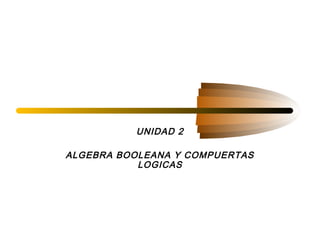UNIDAD 2

ALGEBRA BOOLEANA Y COMPUERTAS
           LOGICAS
 