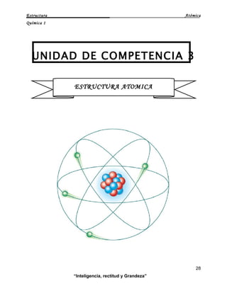Estructura                                         Atómica
Química 1




  UNIDAD DE COMPETENCIA 3

             ESTRUCTURA ATOMICA




                                                       28
             “Inteligencia, rectitud y Grandeza”
 