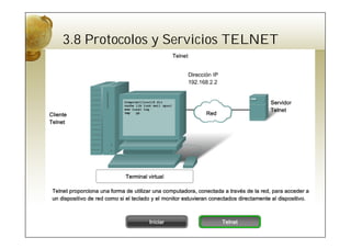 3.8 Protocolos y Servicios TELNET
 