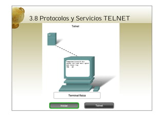 3.8 Protocolos y Servicios TELNET
 