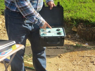 MECANICA DE SUELOS – INGENIERIA CIVIL – Prof: R.G.A.
EXPLORACION Y MUESTREO
ENSAYO REFRACCION SISMICA
3:25 84
Fuente: Gallardo, R. 2014
 