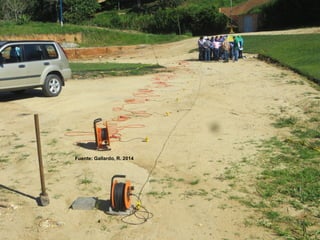 MECANICA DE SUELOS – INGENIERIA CIVIL – Prof: R.G.A.
EXPLORACION Y MUESTREO
EMSAYO REFRACCION SISMICA
3:27 89
Fuente: Gallardo, R. 2014
 