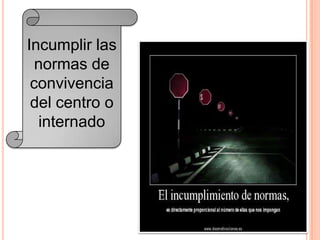 Incumplir las
normas de
convivencia
del centro o
internado
 