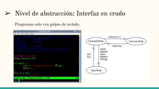 ➢ Nivel de abstracción: Interfaz en crudo
Programas solo ven golpes de teclado.
 