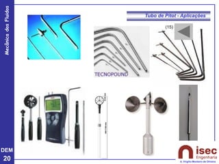 DEM
20
Mecânica
dos
Fluidos
A. Virgílio Monteiro de Oliveira
Tubo de Pitot - Aplicações
(15)
 