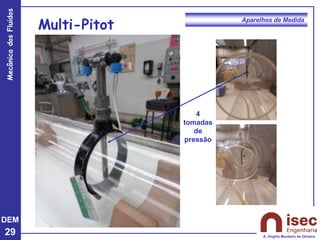 DEM
29
Mecânica
dos
Fluidos
A. Virgílio Monteiro de Oliveira
Aparelhos de Medida
Multi-Pitot
4
tomadas
de
pressão
 