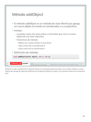 Al llamar a new <nombre de la clase>(), busca un constructor para esa clase. Si no existe ninguno, usa los
valores de campo de clase por defecto con el tipo por defecto, es decir, los números enteros se convierten
en 0
26
 