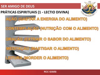 SER AMIGO DE DEUS
RCC GOIÁS
PRÁTICAS ESPIRITUAIS (1 - LECTIO DIVINA)
 