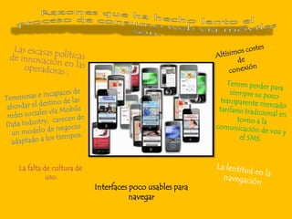 La falta de cultura de
          uso.
                         Interfaces poco usables para
                                    navegar
 