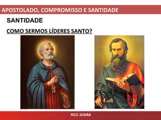 APOSTOLADO, COMPROMISSO E SANTIDADE
RCC GOIÁS
SANTIDADE
COMO SERMOS LÍDERES SANTO?
 
