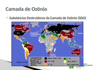  Substâncias Destruidoras da Camada de Ozônio (SDO)
Camada de Ozônio
 