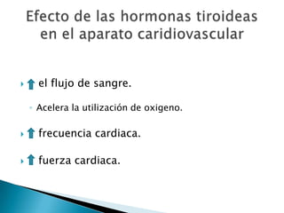      el flujo de sangre.

    ◦ Acelera la utilización de oxigeno.

     frecuencia cardiaca.

     fuerza cardiaca.
 