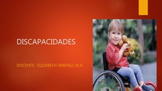 DISCAPACIDADES
DOCENTE : ELIZABETH JIMENEZ, M.A.
 