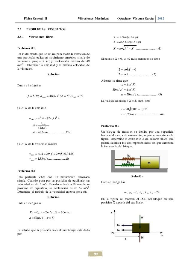 Vibración forzada no amortiguada ejercicios