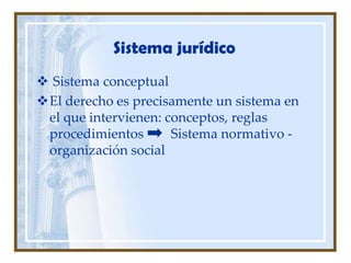 Sistema jurídico Sistema conceptual 