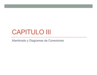 CAPITULO III
Alambrado y Diagramas de Conexiones
 