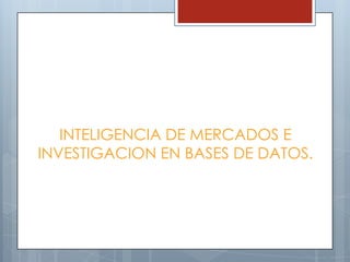 INTELIGENCIA DE MERCADOS E INVESTIGACION EN BASES DE DATOS.