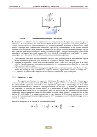 Física General III Capacitancia, Dieléctricos y Polarización Optaciano Vásquez García
208
Figura 5.15 Condensador plano co...