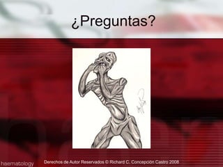 Fijación del Tejido: La fijación del tejido es una señal más comúnmente utilizada en la distribución del liquido arterial.  No es la mas confiable.Blanquear la piel: La remoción de la descoloraciones de la sangre con fluidos arteriales fuertes o astringentes causaran que la piel aparente estar más blanca – gris.Secar la piel: Una piel embalsamada tiene la tendencia de ponerse más seca que una superficie sin preservar.Señales de la DistribuciónDerechos de Autor Reservados © Richard C. Concepción Castro 2008