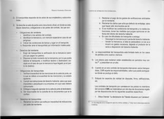 130                                                       RODOLFO VALENZUELA SEPÚLVEDA   LOGISTICA DE DISTRIBUCiÓN FlslCA INTERNACIONAL                                             131


      2) El transportista responde de los actos de sus empleados y subcontra-                             ii. Reclamar el pago de los gastos de verificaciones solicitadas
         tistas.                                                                                               por el remitente.
                                                                                                          iii. Reclamar los daños que sufra por defecto de embalaje, salvo
      3) Se describe la carta de porte como documento oficial, en donde se esta-
                                                                                                               que hayan sido reconocidos por él.
         blecen derechos y obligaciones a las partes del contrato, las que son:
                                                                                                          iv. Si se modifican las condiciones de transporte y no recibe ins-
                                                                                                               trucciones, tomar las medidas que juzgue oportunas en de-
              Obligaciones del remitente
                                                                                                               fensa del interés del derecho-habiente.
              i. Identificar a los actores del contrato.
                                                                                                          v. En caso de dificultades de transporte o entrega:
              ii. Identificar la mercancía, con mención especial en caso de ser
                                                                                                                    Descargar la mercancía por cuenta del derecho-habiente.
                    peligrosa.
                                                                                                               - Vender la mercancía, si ésta es perecedera o si se va a
               iii. Indicar las condiciones de tiempo y lugar en el transporte.
                                                                                                                    incurrir en gastos excesivos, dejando el producto de la
               iv. Responder ante el transportista por información inadecuada.
                                                                                                                    venta a disposición del derecho-habiente.
              Derechos del remitente
              i. Exigir del transportista la verificación de la mercancía (siem-              4)   La responsabilidad del transportista está limitada tanto en los casos
                  pre que pague los gastos).                                                       de pérdida como avería o demora.
              ii. Disponer en todo momento de la mercancía, por lo que podrá
                  detener el transporte, o modificar destino o destinatario (ex-              5)   Los plazos para reclamar están establecidos en períodos muy cor-
                  cepto en el caso de que la mercancía haya llegado ya al pun-                     tos 14, y prescriben en un año.
                  to de destino).
                                                                                              6) Cuando en un solo contrato de transporte intervienen varios transpor-
              Obligaciones del transportista                                                     tistas, CMR reparte las responsabilidades, salvo que pueda averiguar-
              i. Verificar la exactitud de las menciones de la carta de porte, en                se dónde se produjo el daño.
                    lo que se refiere a la exactitud de las menciones y su estado
                    aparente.                                                                 7)   Estipula los aspectos de nulidad de cláusulas, firma, ratificaciones,
              ii. Cumplir las instrucciones del derecho-habiente, salvo que sean                   etc.
                    imposibles o perjudiquen a su empresa, en cuyo caso deberá
                    comunicarlo.                                                                   Los contratos de transporte por carretera en los países no miembros
               iii. Entregar el segundo ejemplar de la carta de porte al destinatario.             del convenio CMR, se materializan por otro tipo de documentos regido
               iv. Ser responsable de la custodia de los documentos que se le                      por las disposiciones de los siguientes acuerdos específicos:
                    confíen.
                                                                                                   1. África Oriental: "La declaración de Tránsito Aduanero por Carretera".
               Derechos del transportista
               i. Reclamar los daños que sufra por inexactitud de indicaciones           14   Un día después de la recepción para los daños visibles y 7 días tras la descarga para los
                   por parte del remitente.                                                   invisibles.
 