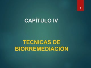 CAPÍTULO IV
TECNICAS DE
BIORREMEDIACIÓN
1
 