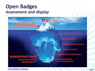 Open Badges

Assessment and display

bit.ly/ePIC2013_Belshaw

 