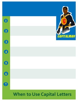 Capitalman
7
1
5
3
2
4
6
When to Use Capital Letters
C
 