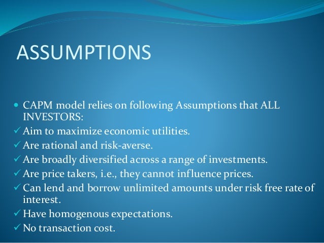 capital asset pricing model capm capital asset pricing model capm