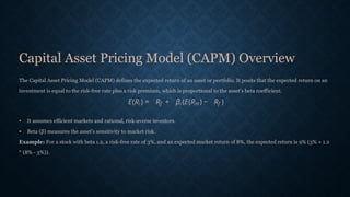 Capm and process in selection of modelss | PPTX
