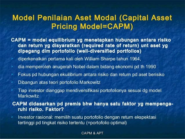 Capital Asset Pricing Model Arbitrage Pricing Theory By I Gede Audi