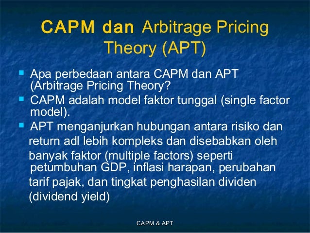 Capital Asset Pricing Model & Arbitrage Pricing Theory by i gede audi…