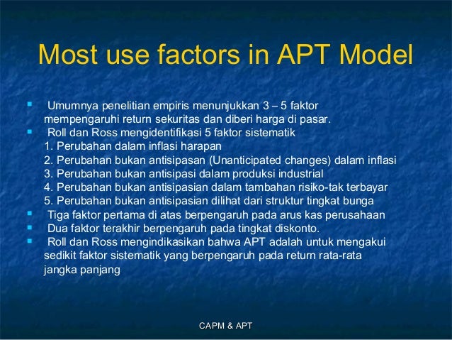 Capital Asset Pricing Model & Arbitrage Pricing Theory by