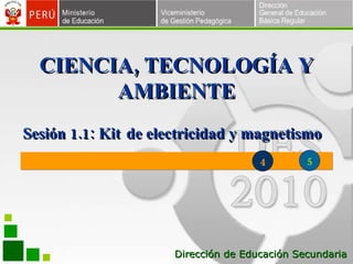 25/02/10 Dirección de Educación Secundaria CIENCIA, TECNOLOGÍA Y AMBIENTE 4 5 Sesión 1.1: Kit  de electricidad y magnetismo 