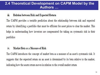 14
2.4 Theoretical Development on CAPM Model by the
Authors …
 