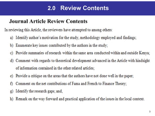 3
2.0 Review Contents
Journal Article Review Contents
 