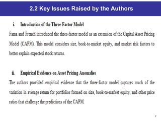 7
2.2 Key Issues Raised by the Authors
 