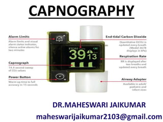 CAPNOGRAPHY
DR.MAHESWARI JAIKUMAR
maheswarijaikumar2103@gmail.com
 