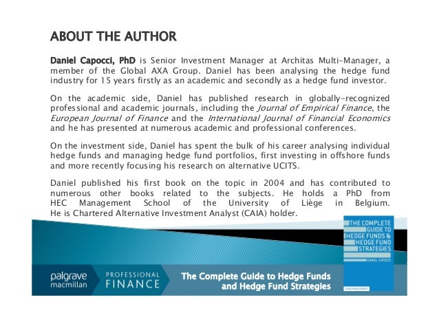 My New Book The Complete Guide To Hedge Fund Amp Hedge Fund