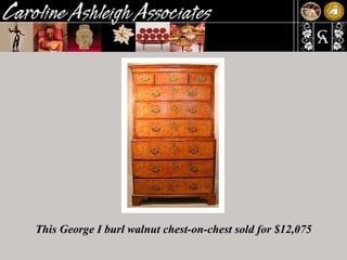 This George I burl walnut chest-on-chest sold for $12,075 