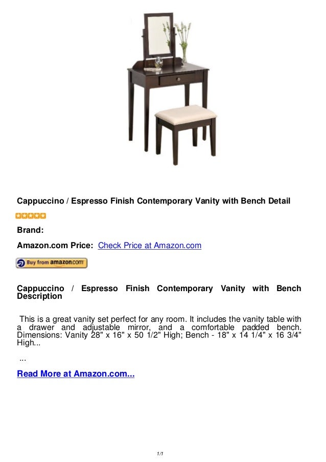 Cappuccino Espresso Finish Contemporary Vanity With Bench