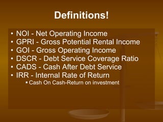 Cap Rate Presentation, How to calculate the rentability of an ...