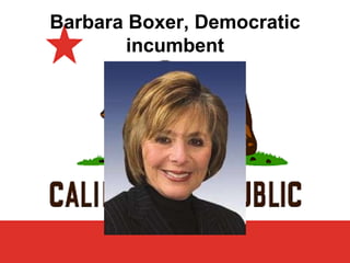 Barbara Boxer, Democratic incumbent 