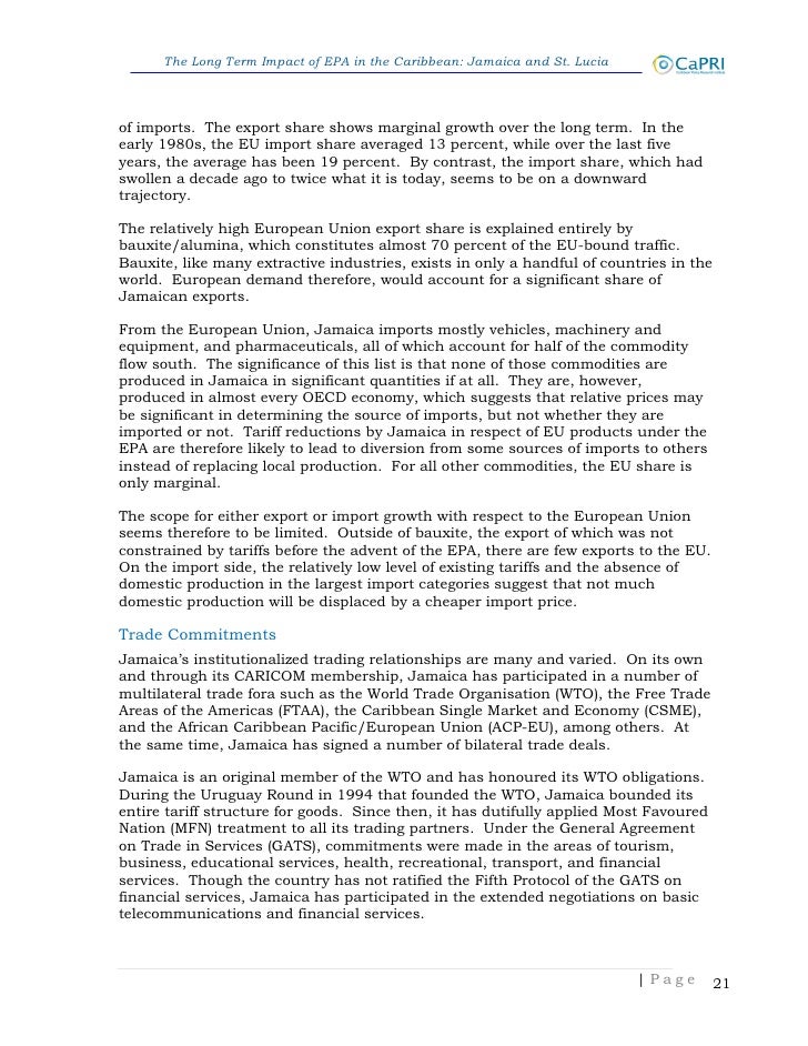 economic partnership agreement epa st lucia jamaica letter summary