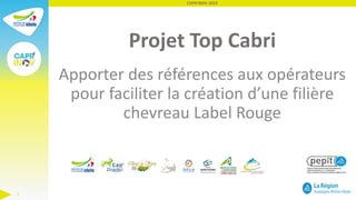 Projet Top Cabri
Apporter des références aux opérateurs
pour faciliter la création d’une filière
chevreau Label Rouge
CAPR...
