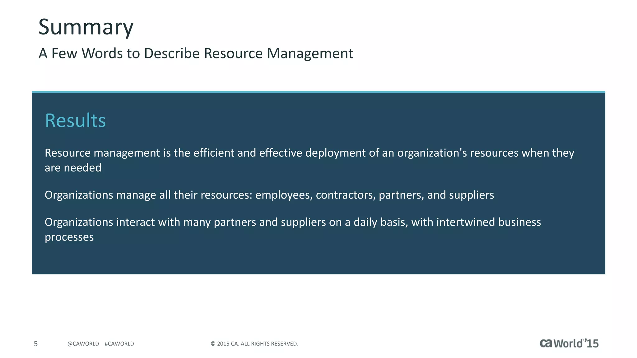 CA Product and Portfolio Management
(PPM) 4 As
 