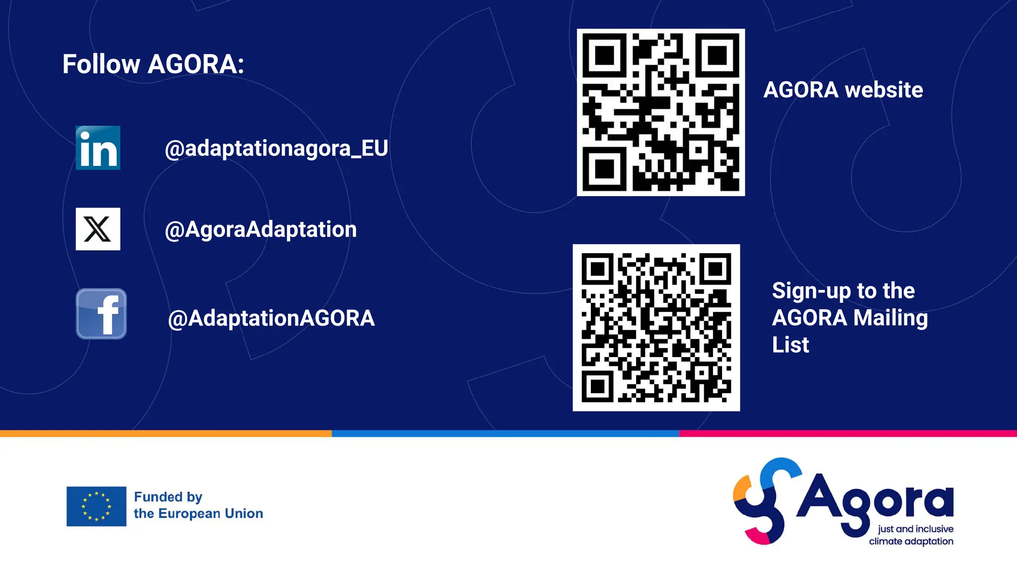 Follow AGORA:
AGORA website
@AgoraAdaptation
@adaptationagora_EU
@AdaptationAGORA
Sign-up to the
AGORA Mailing
List
 