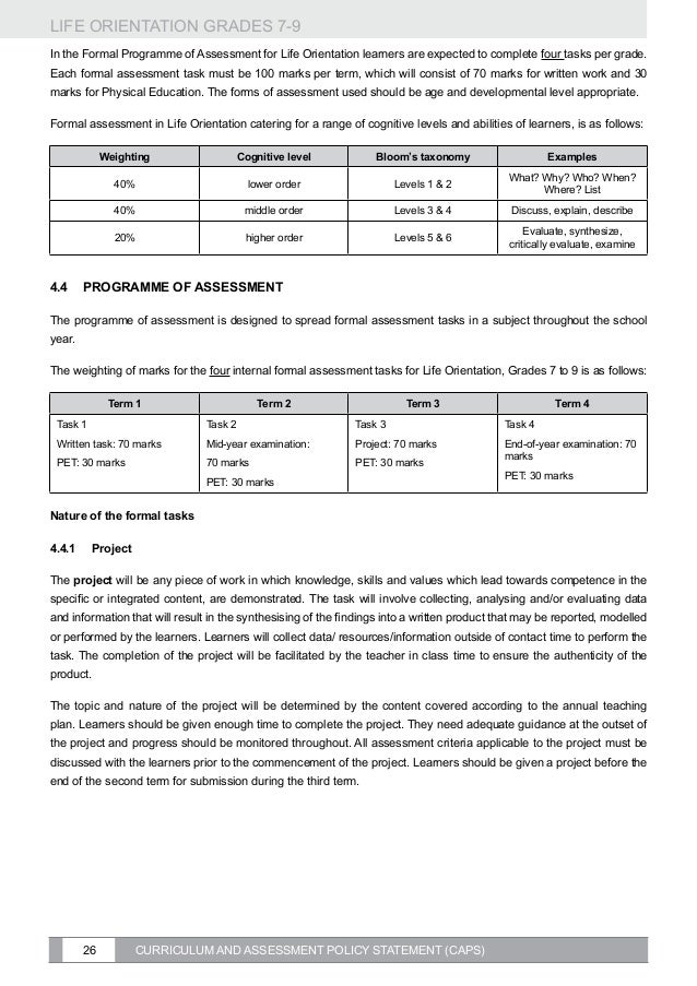 Caps grade 7 9 life orientation