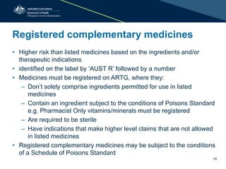 Aust R Number The regulation of complementary medicines | PPTX