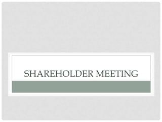 SHAREHOLDER MEETING
 